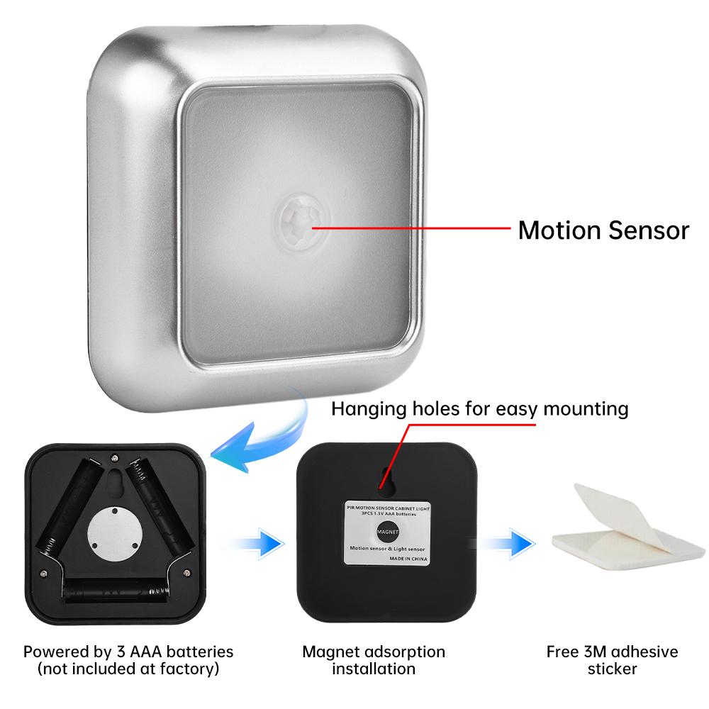 6LED Cabinet Light Motion Sensor Night Light Magnetic LED Wall Lamp Human Body Infrared Motion Sensing Light