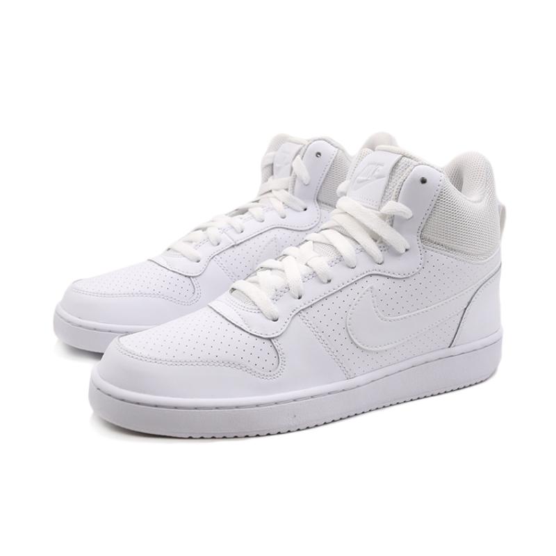 Nike Court Borough Non slip Lightweight Mid top Skateboard Shoes Men's Pure White  Sneakers  838938-111