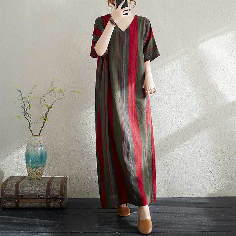 

Летняя хлопково-льняная принтованная свободная и простая длинная юбка для женщин, тонкая One size