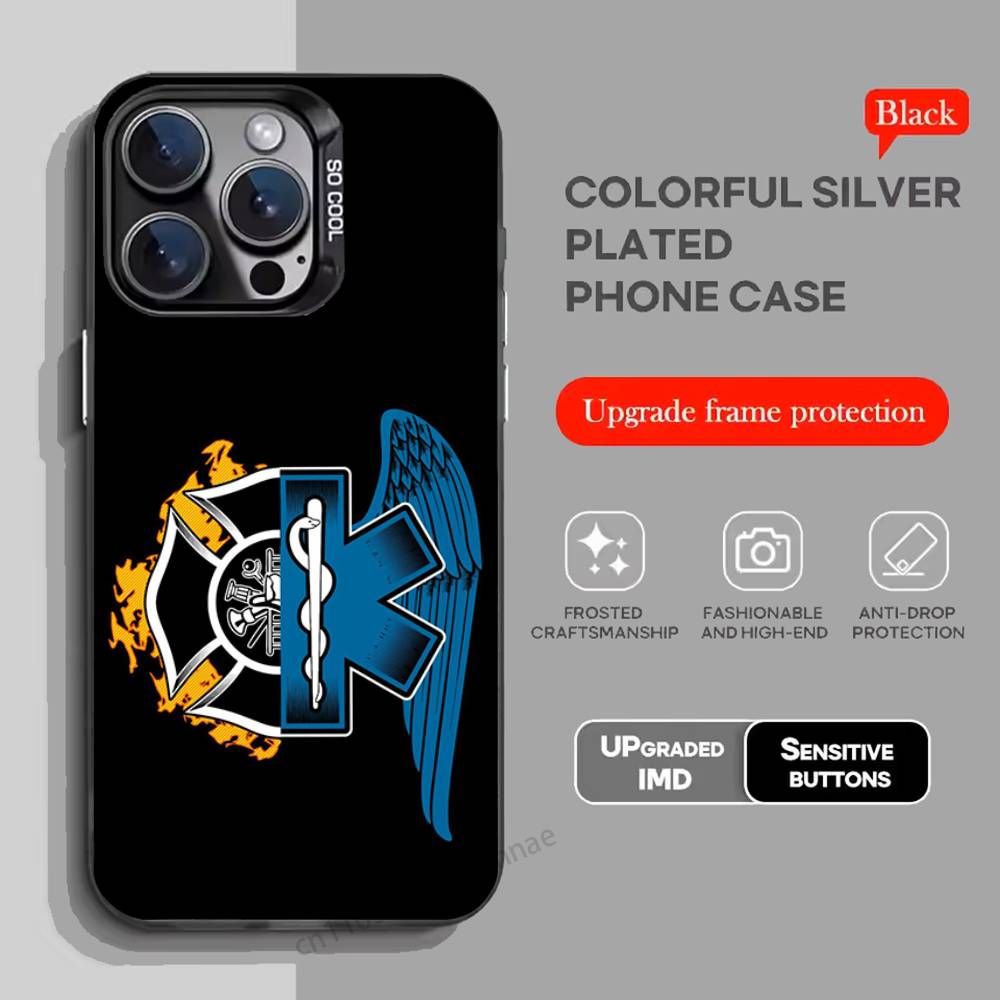 EMT EMS Ambulance Phone Case For iPhone 17,16,15,14,13,12,11,Pro,Max,Plus,Mini,X,XS,XR,8,S,SE Soft Black Case