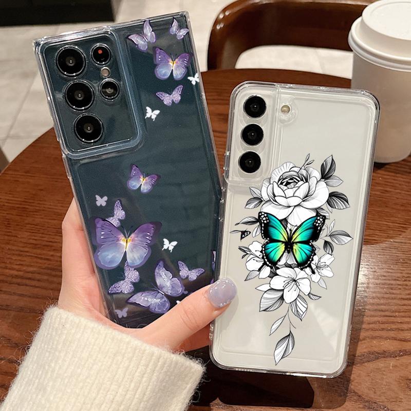 Creative Butterfly Pattern Phone Case For Samsung Galaxy S26 S25 S24 S23 Ultra S22 Plus S24 S21 FE S25 Edge Clear Soft TPU Cover