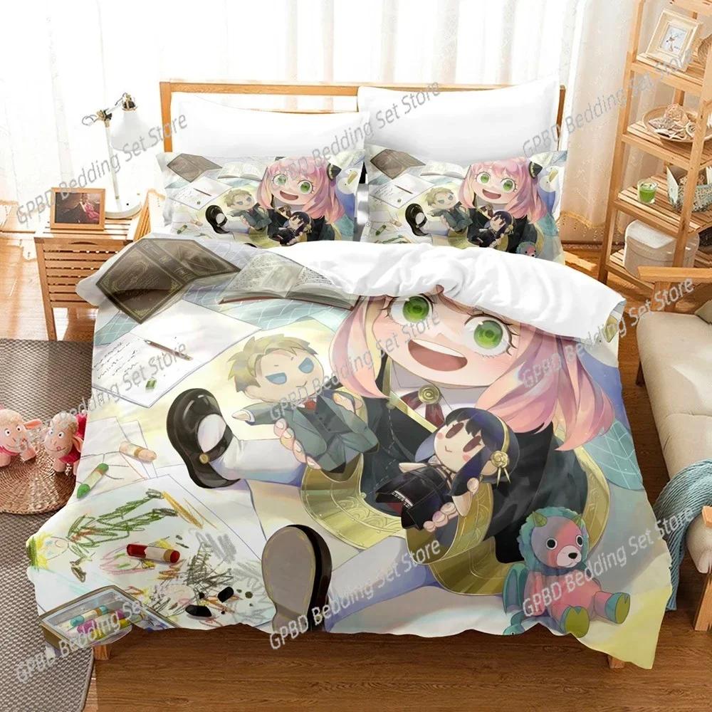 Nytt SPY×FAMILY Sängklädesset Anime Påslakan Enkelt Dubbelt Queen King Size Med Örngott Pojkar Flickor Överkast 3D-tryck Anime