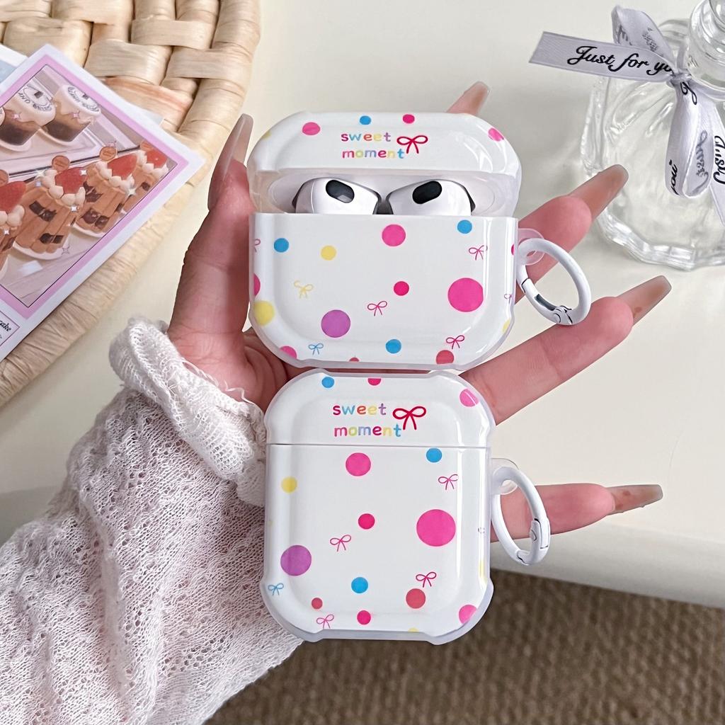Polka dot bow four corners anti-drop applicable AirPods 1 protective case pro1/1/1 generation apple bluetooth headset case