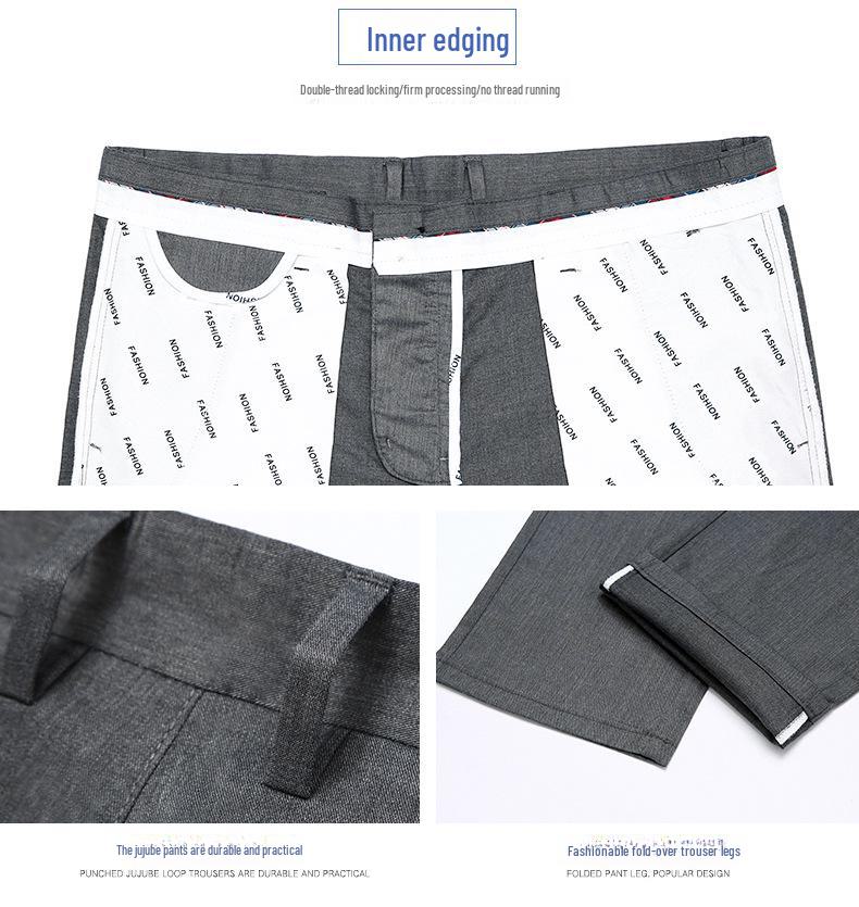 Men's Black Tencel-Modal Business Casual Pants - Loose, Straight, Anti-Wrinkle, Spring/Summer