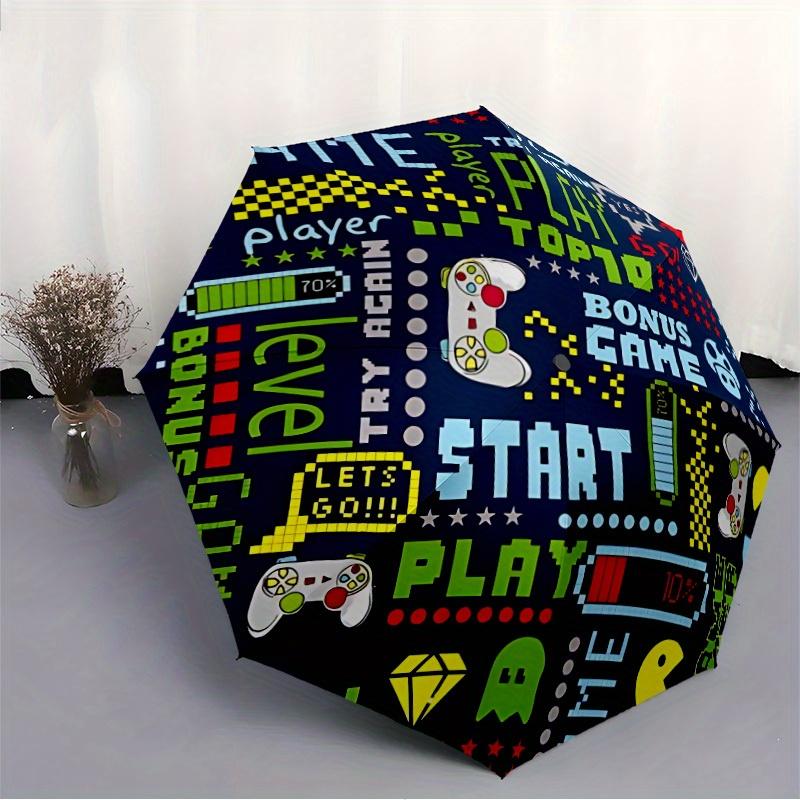 1pc Gamer Console Automatic Open/Close Umbrella with Windproof, Functional Design, 8-Rib Sturdy Canopy