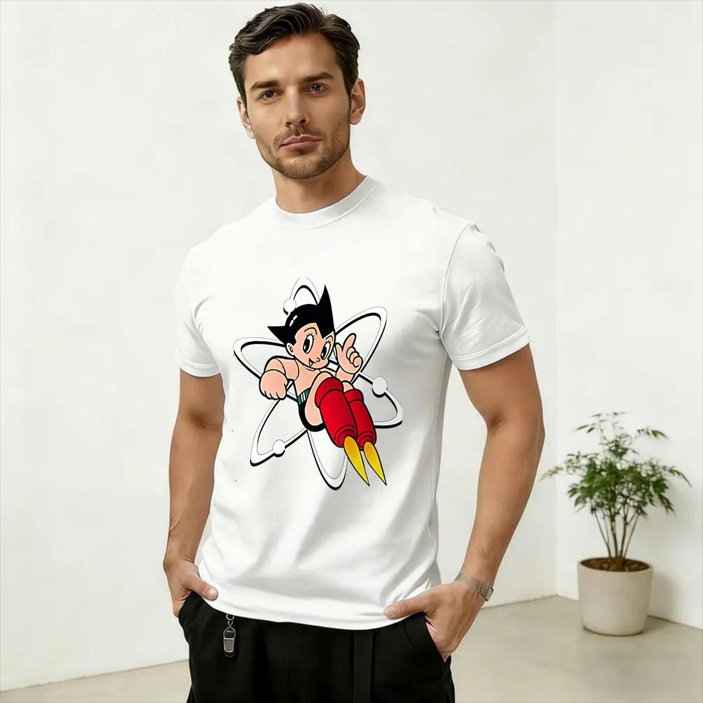 Novelty Astro Boy Anime TShirts for Unisex Round Neck 100 Cotton T Shirt Short Sleeve Tees Summer Clothes