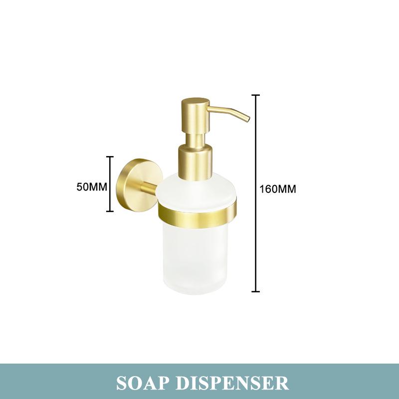 Brushed Gold 304 Stainless Steel Bathroom Set: Knurled Towel Rack, Towel Bar, Paper Holder, and Coat Hook