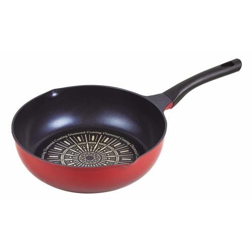 Pearl Metal Frying Pan, Red, 28cm, Diamond Coat, Extra Deep, Karhuka HB-4717