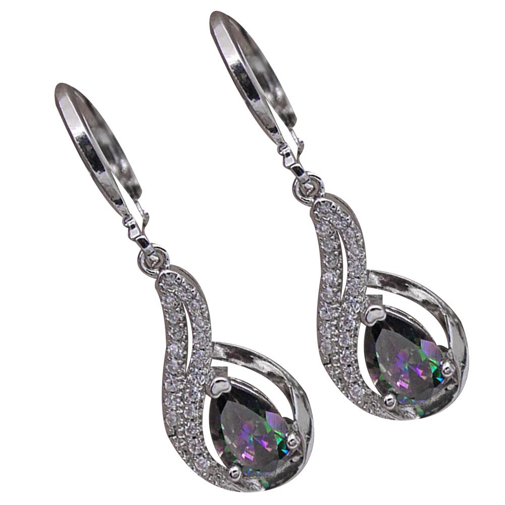 Fashion Women Shiny Water Drop Leaverback Earrings Gift