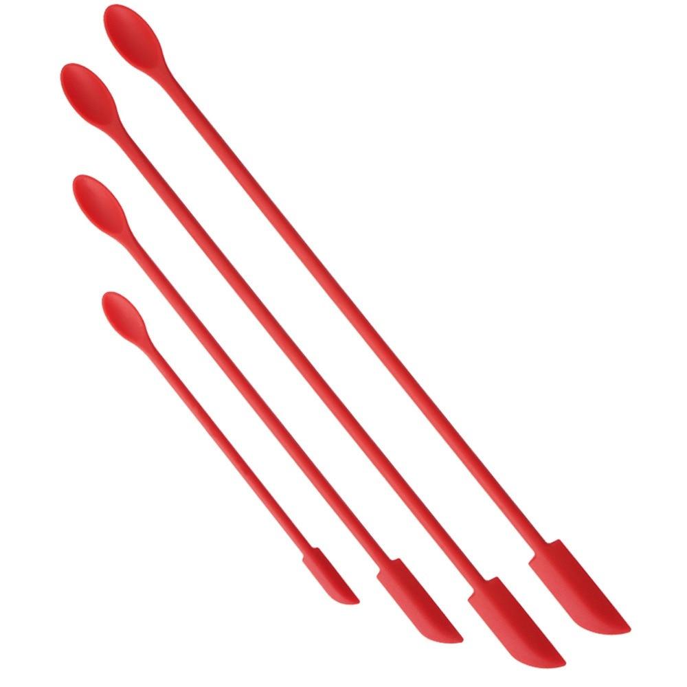 

1/3/4 шт., удлиненная мини-мягкая банка, скребки для крема для торта, джема, силиконовые шпатели для макияжа, нож для масла, кухонные инструменты, аксессуары 4pcs красный