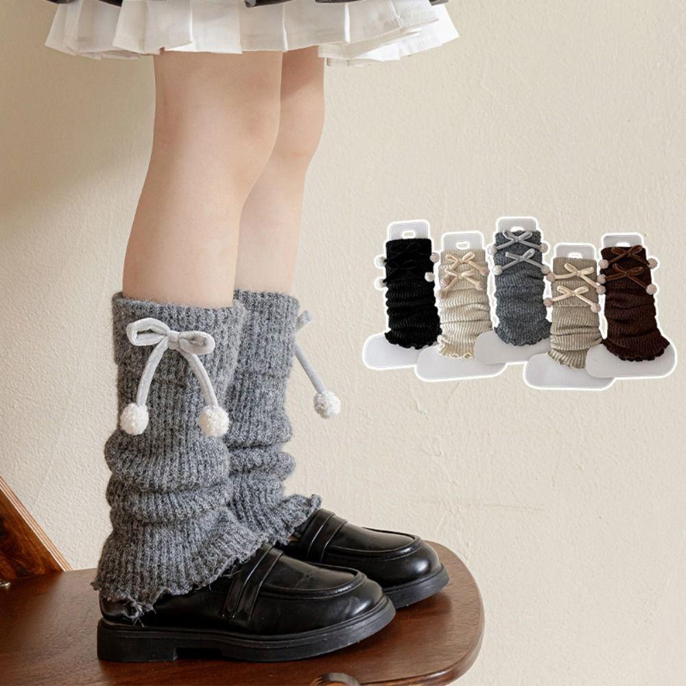 Bow Children's Leg Warmers Harajuku Kids Long Socks Casual Lolita Knitted Socks Lady