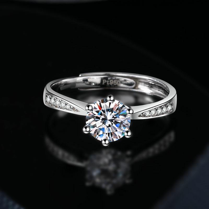 

Классическое кольцо с муассанитом на шести крапанах из стерлингового серебра s925, 1 карат, цвет D - Элегантное свадебное кольцо в стиле легкой роскоши Size 19