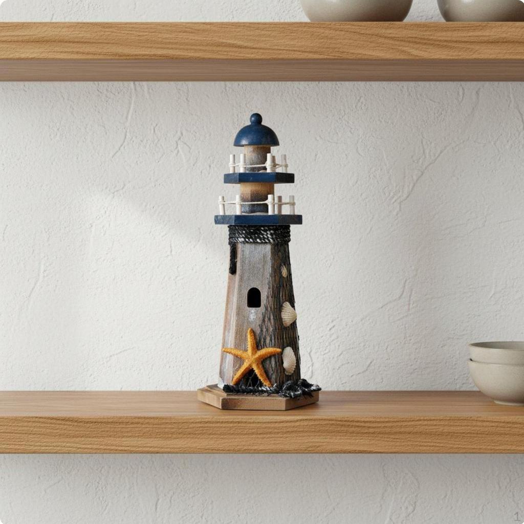 Coastal Design Lighthouse Statue Handcrafted Retro Model Nautical Decor for Restaurant,