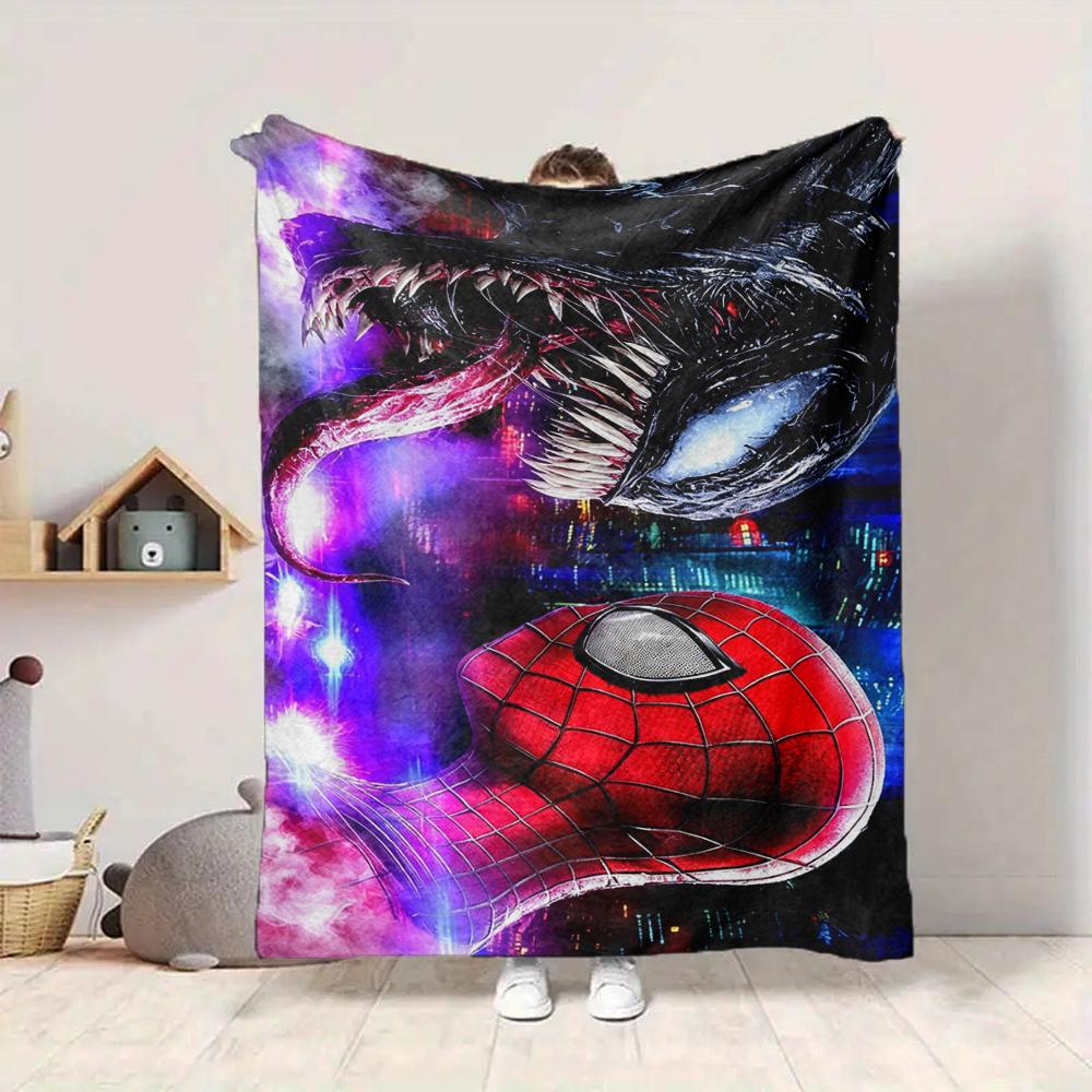 1Pc Venom Vs Spiderman Urban Battle Blanket Soft And Comfortable Casual Warm Camping Travel Christmas Halloween Xmas Gift M928467