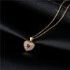 Wukalo Latest Stylish Fashionable Real Gold Tone Color Heart Shaped Pendant Pendant Necklace Temperament Jewelry Shiny Aaa Women Zircon Stone Wedding