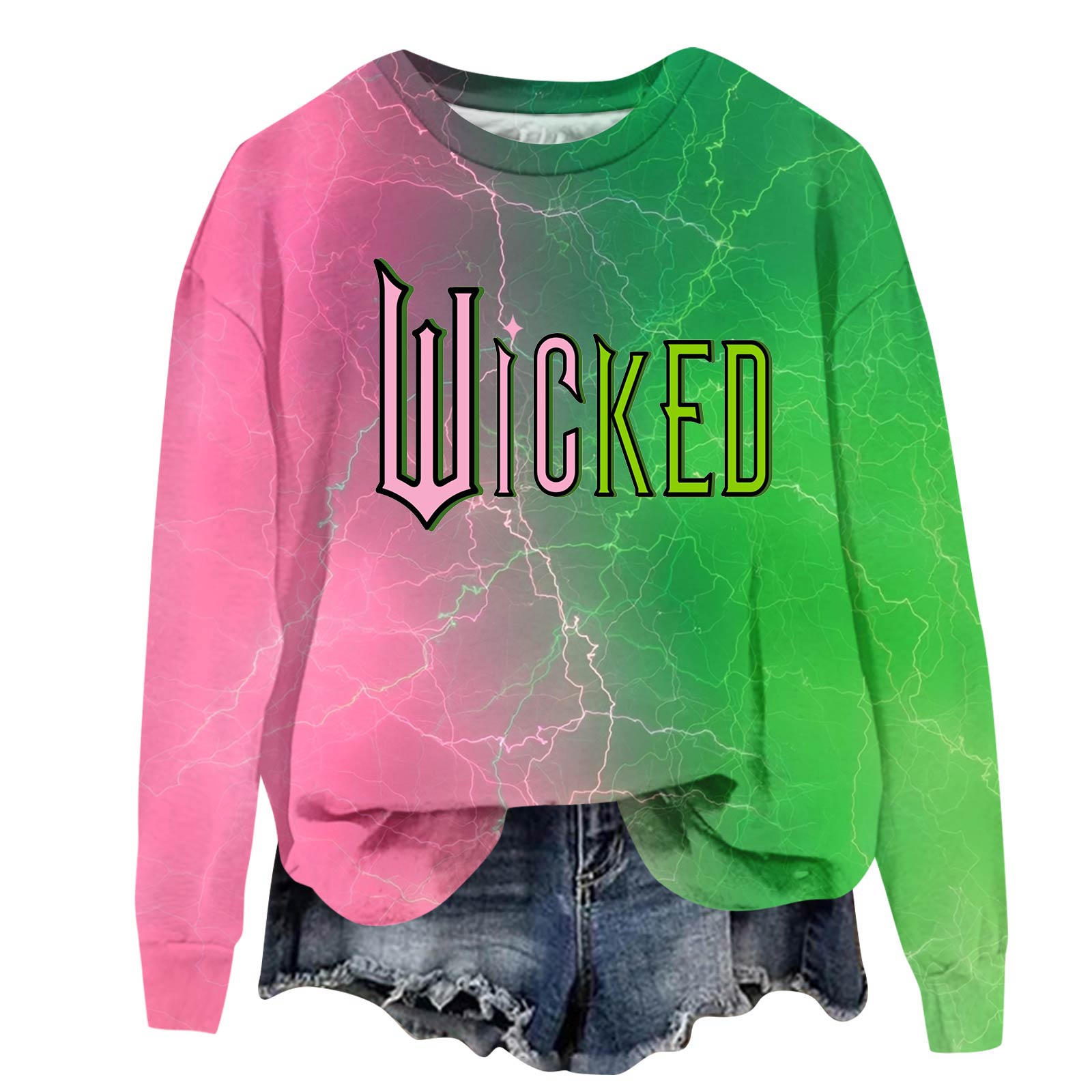 

Женский модный повседневный оверсайз пуловер с длинным рукавом и круглым вырезом с принтом L