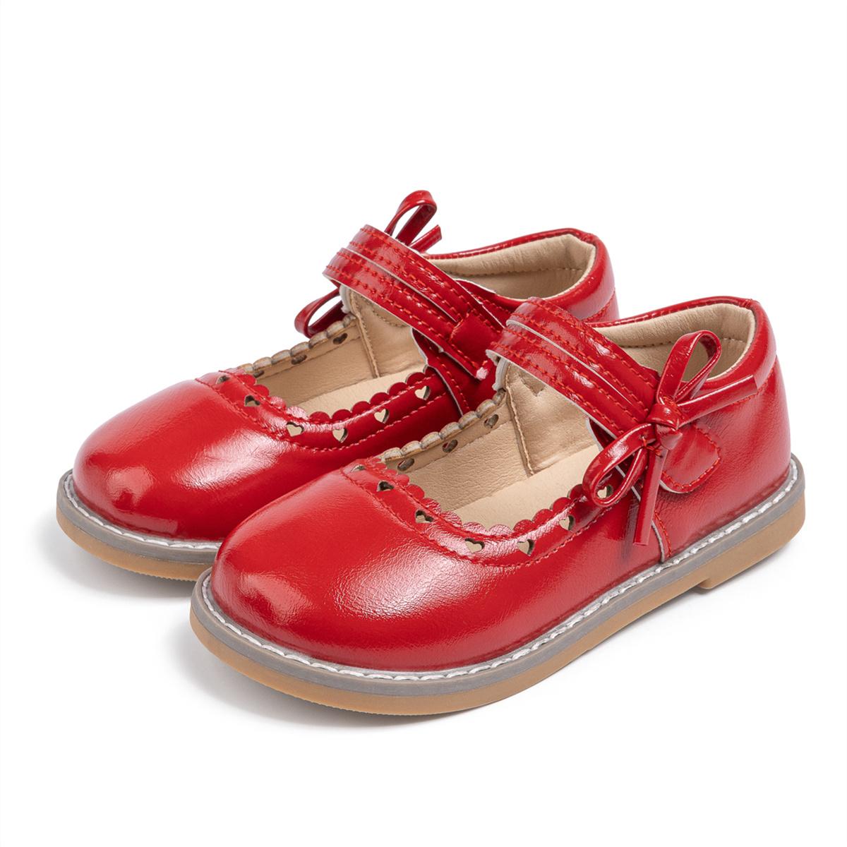 Girls Princess Mary Jane Flats Toddler Little Kids Bow Scalloped Edge Hook and Loop Dress Shoes 24