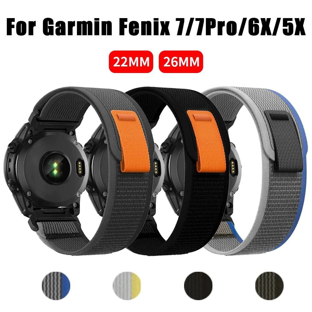 QuickFit 22mm 26mm Nylon Sport Strap For Garmin Fenix 6X 7X Pro/Epix Pro Gen2 51mm 47mm/Fenix 5 5XPlus Forerunner 965 Watchband