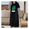 Navava Women Casual Smile Round Neck Long Sleeve Dress No819