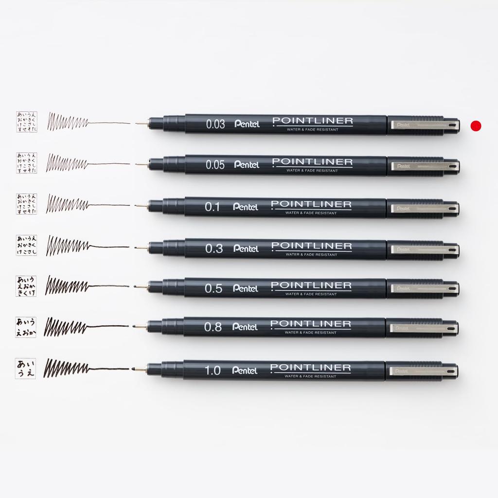 PENTEL Point Liner 10 Water-Based Pen, 0.03mm, Black, Pens, S20P-03AD(10)