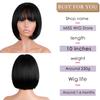 XINRAN Straight Black Synthetic Wig with Bangs Women's Short Length Hair Bob Wig Heat Resistant Bobo Hairstyle Daily Wig
