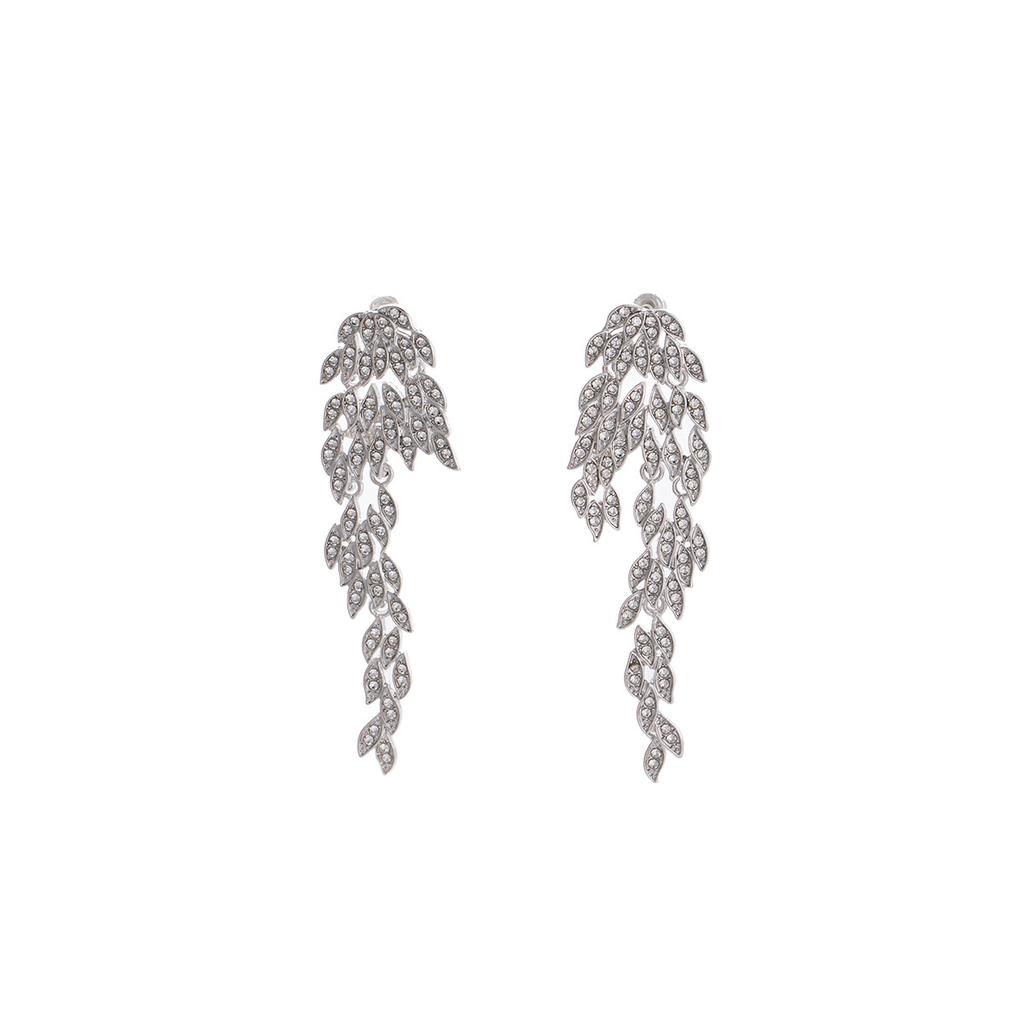Cold Wind Leaf Feathers Fringed Stud Earrings Female, Light Luxury High Sense Fashion Temperament Earrings