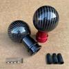 Universal Car Gear Shift Knob Shifter Lever Round Ball Shape Water Transfer Printing Carbon Fiber 3 Pcs Adaptor M12 M10 M8