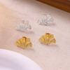 Gold-Plated Ginkgo Leaf Earrings: European-Style French Fashion Accessory for Women