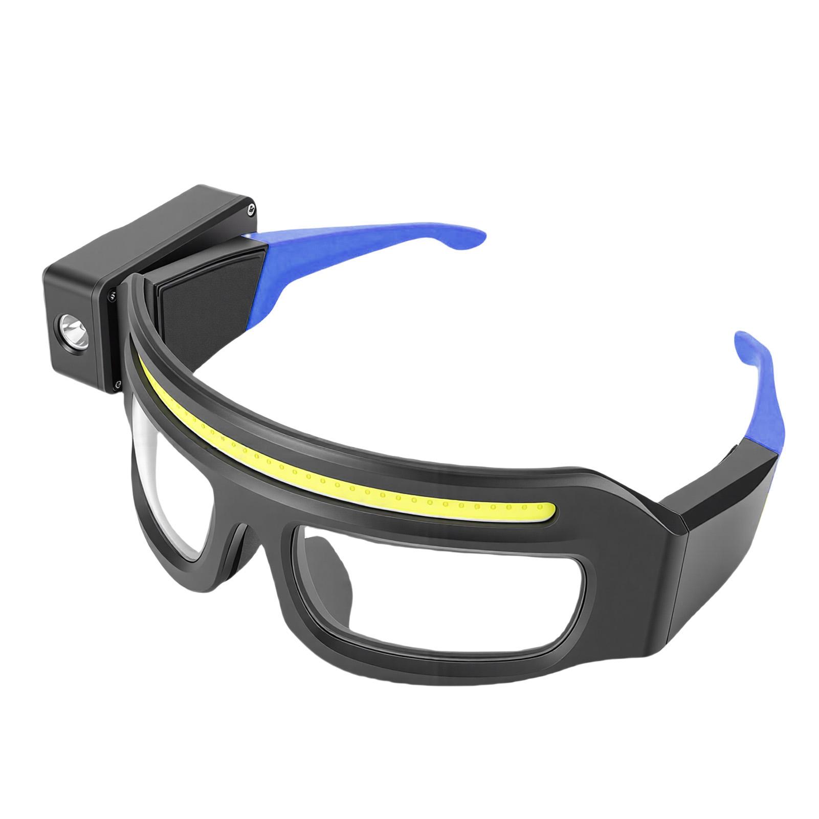 

LED Safety Glasses with Rotatable Headlight Motion Sensor Lighted Glasses Adjustable Brightness Rechargeable for синій