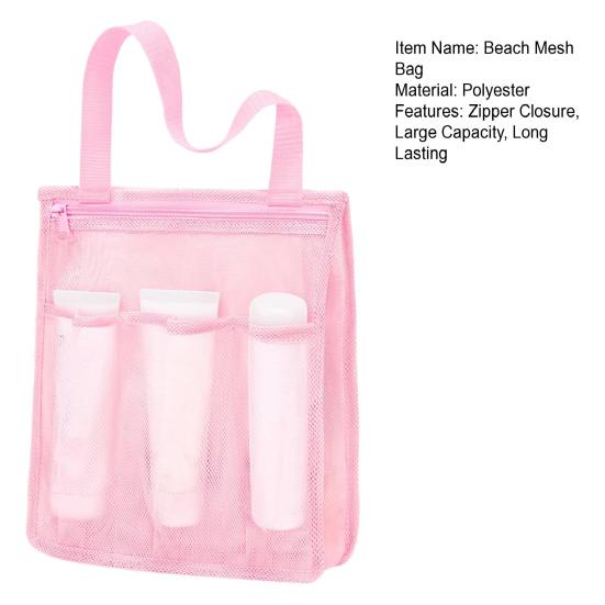 Geantă de depozitare Portabilă Plasă Caddy de duș Capacitate mare Închidere cu fermoar Geantă de duș pentru baie cu buzunare laterale