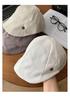 Linen forward hat women's big head circumference wide brim show face small newsboy hat retro literary style beret hat tide