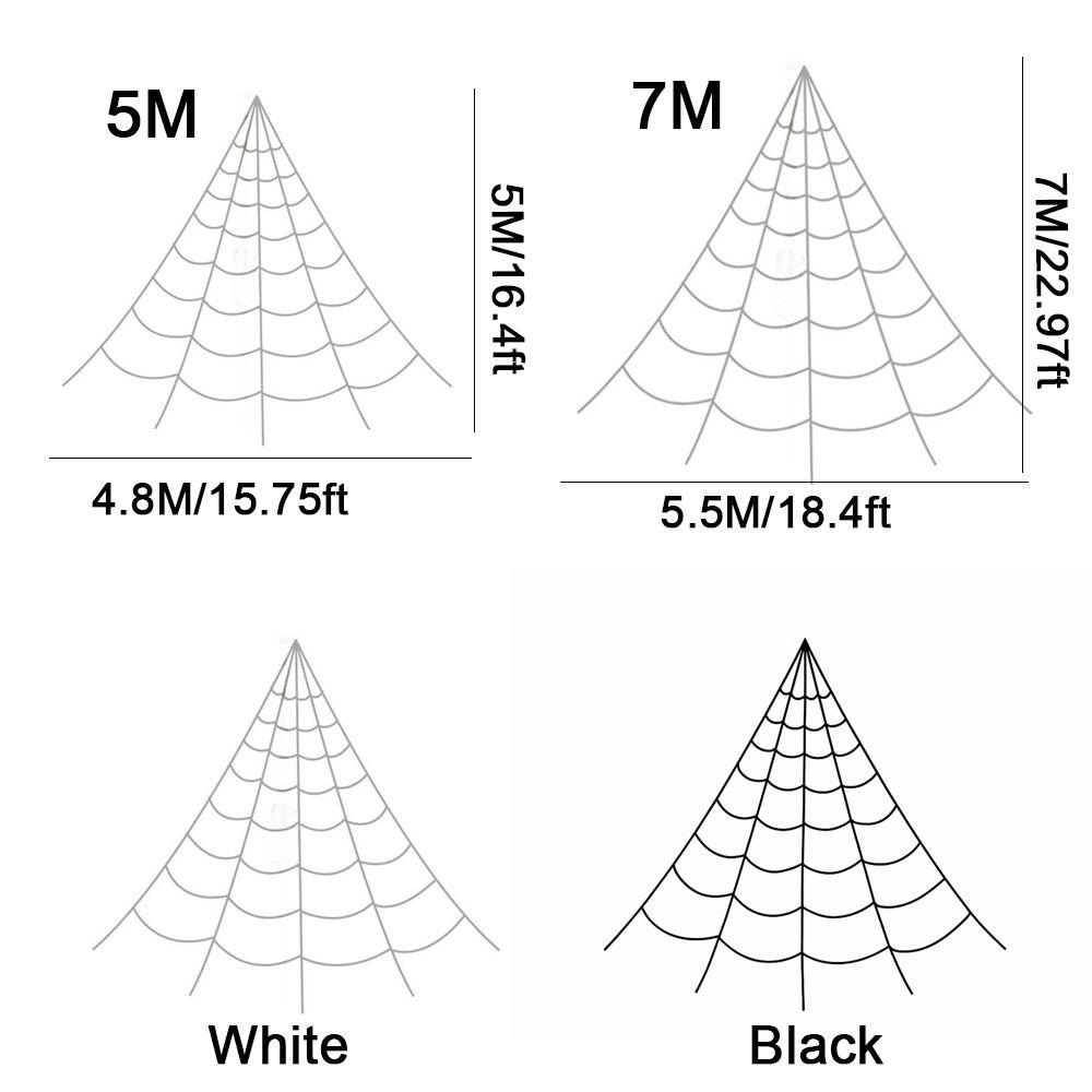 5M/7M Halloween Triangle Spider Web Extra Large Giant Spider Web Scary Lawn Spider Web Indoor