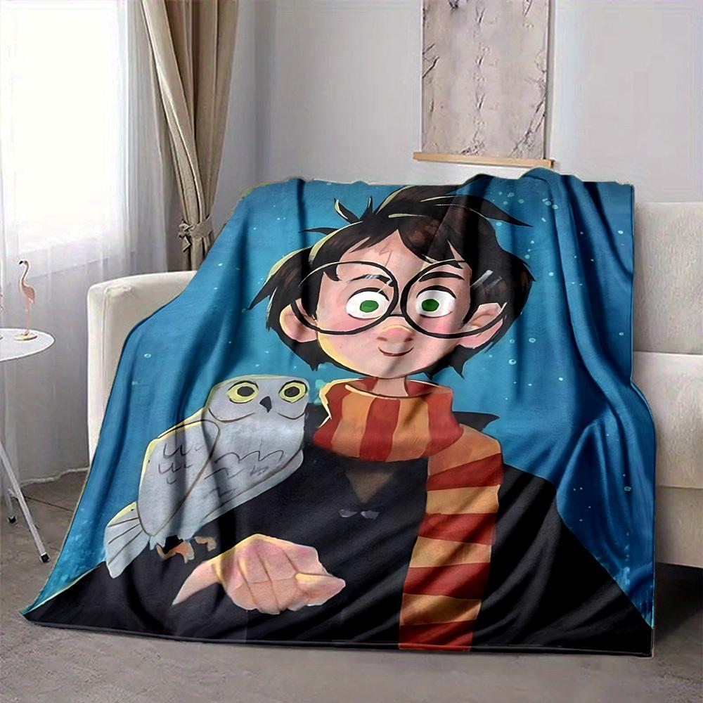 1 шт. Фланелевое покрывало Гарри Поттер Сова-волшебник - Легкое, Мягкое, Теплое, Всесезонное покрывало для дивана, кровати, путешествий, кемпинга  L1029060 80x120cm