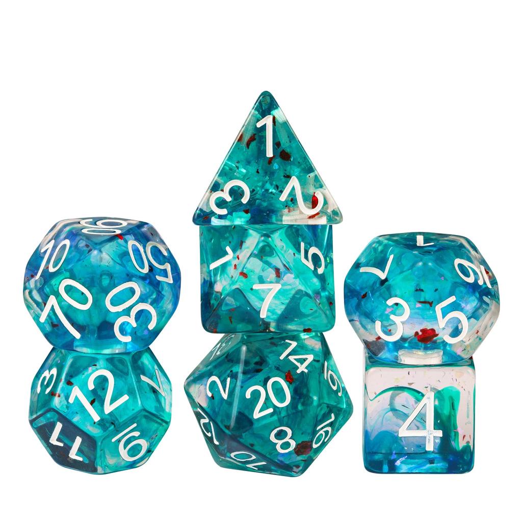 Cusdie Gold Foil DND Dice Set 7Pcs D&D Dice D4 D6 D8 D10 D% D12 D20 Polyhedral Game Dices for Role Playing Board Games