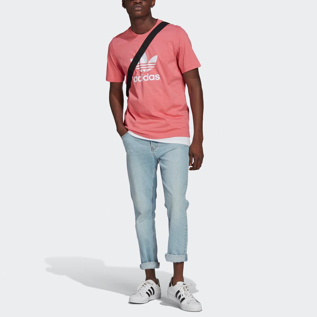Adidas Originals Trefoil Logo Knit T-Shirt Men Tops Magenta GP1022
