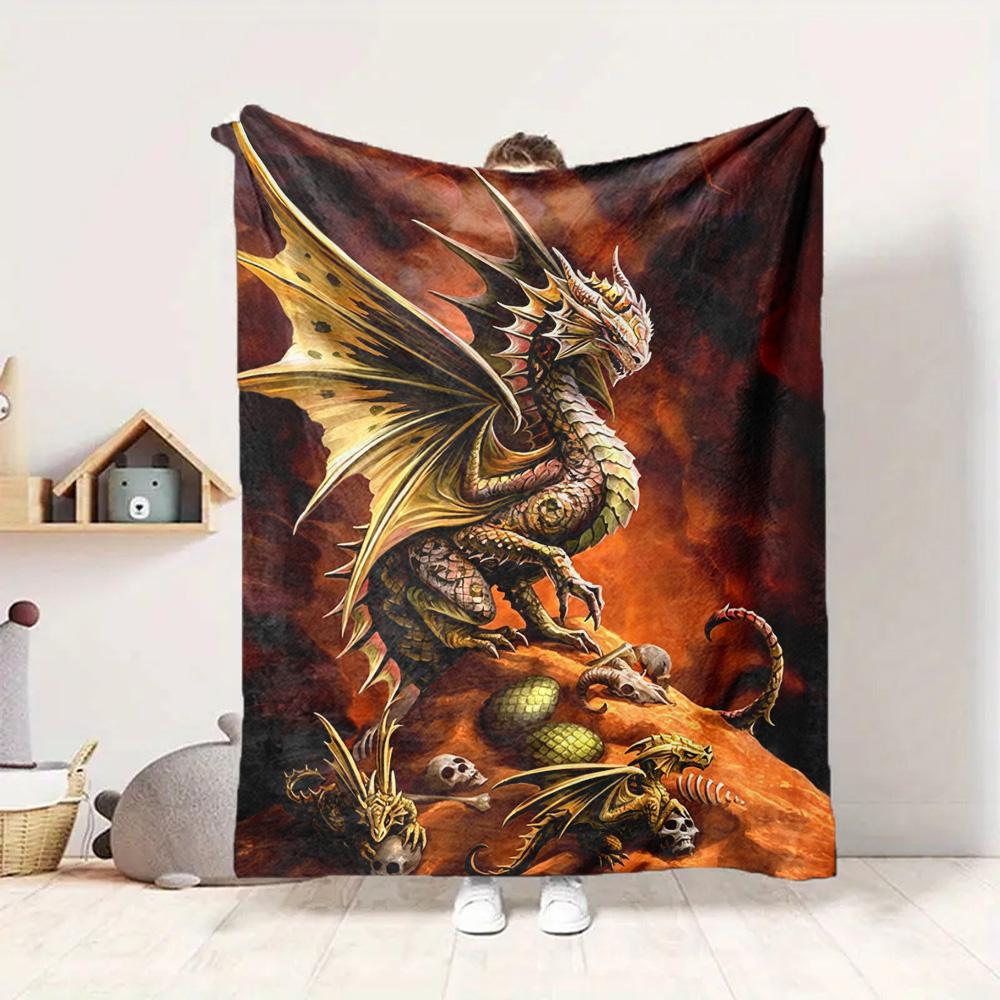 Dragon Family Flannel Blanket Throw Blanket Soft Warm Sofa Bed Camping Home Decor Unique Christmas Gift Cs92234