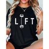 Letter Barbell Art Pattern Printing Wounisex's Fashion T-Shirt Summer Wounisex's T-Shirt Top Short-Sleeved Top Wounisex's Fashion Casual