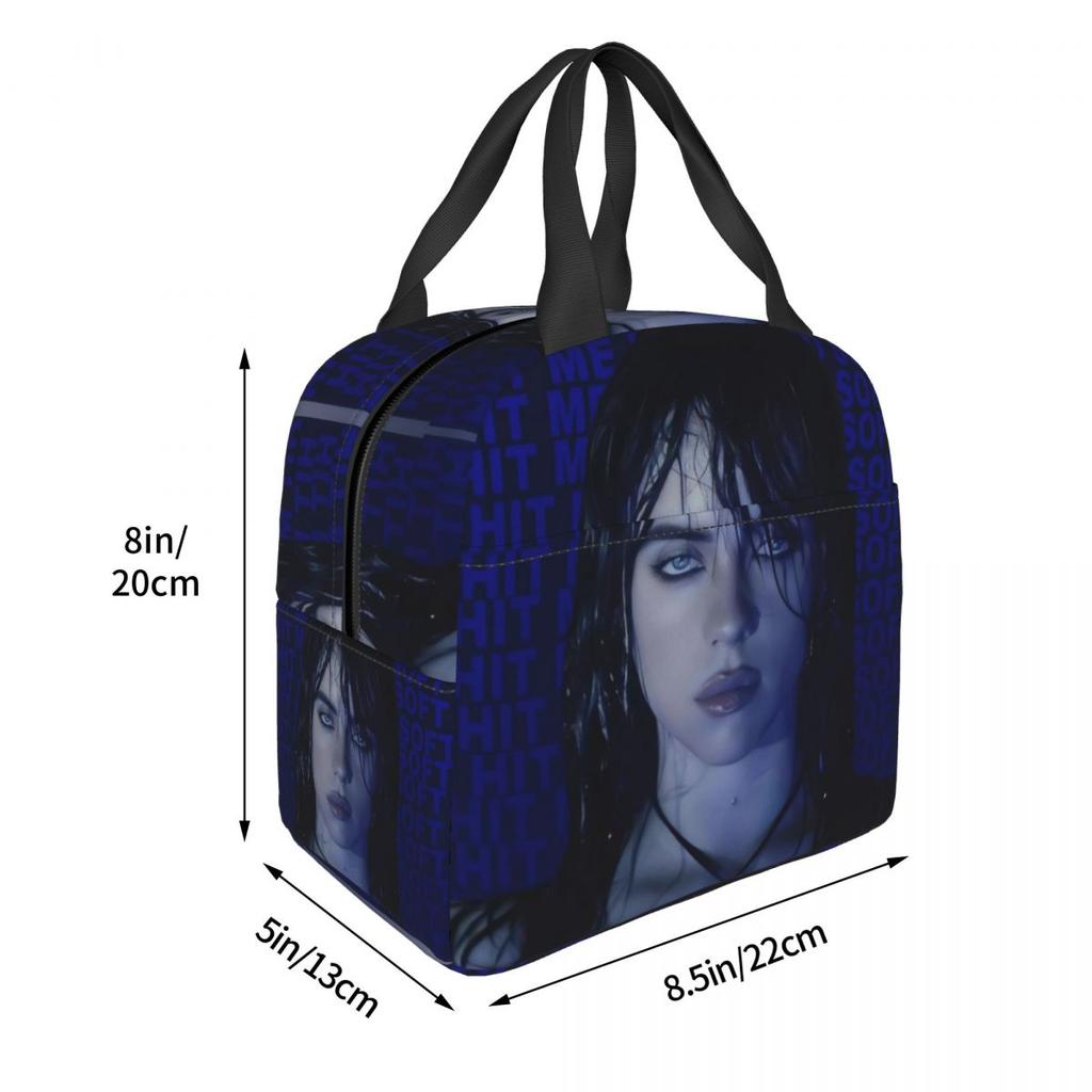B-Billie-Girl E-eilish Chanteuse Américaine Sac à Lunch Isotherme Sac à Alimentation Portable Refroidisseur Thermique Boîte à Lunch Pour le Travail