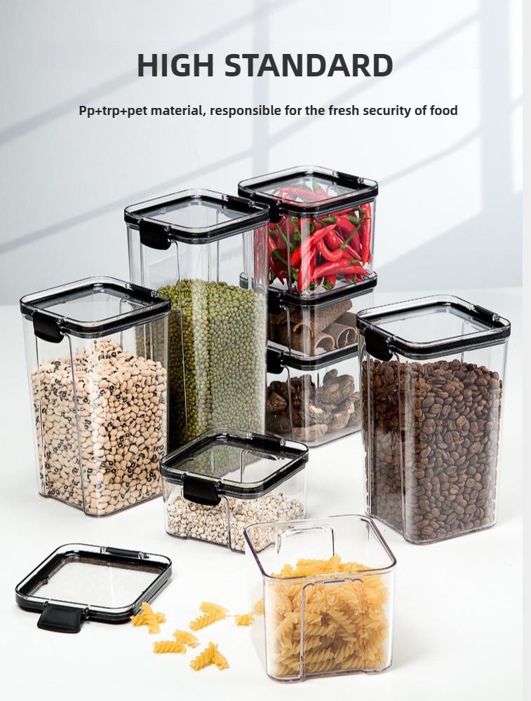 Transparent Plastic Sealed Canister Home Food Storage Container Grain, Nuts, and Spice Storage Jar