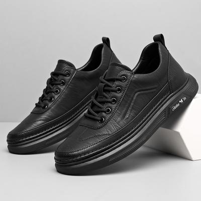 Handmade Leather Men Casual Shoes Luxury Brand Designer Shoes Men Sneakers Comfy Soft Lace-up Skateboard Shoes Tenis Masculino