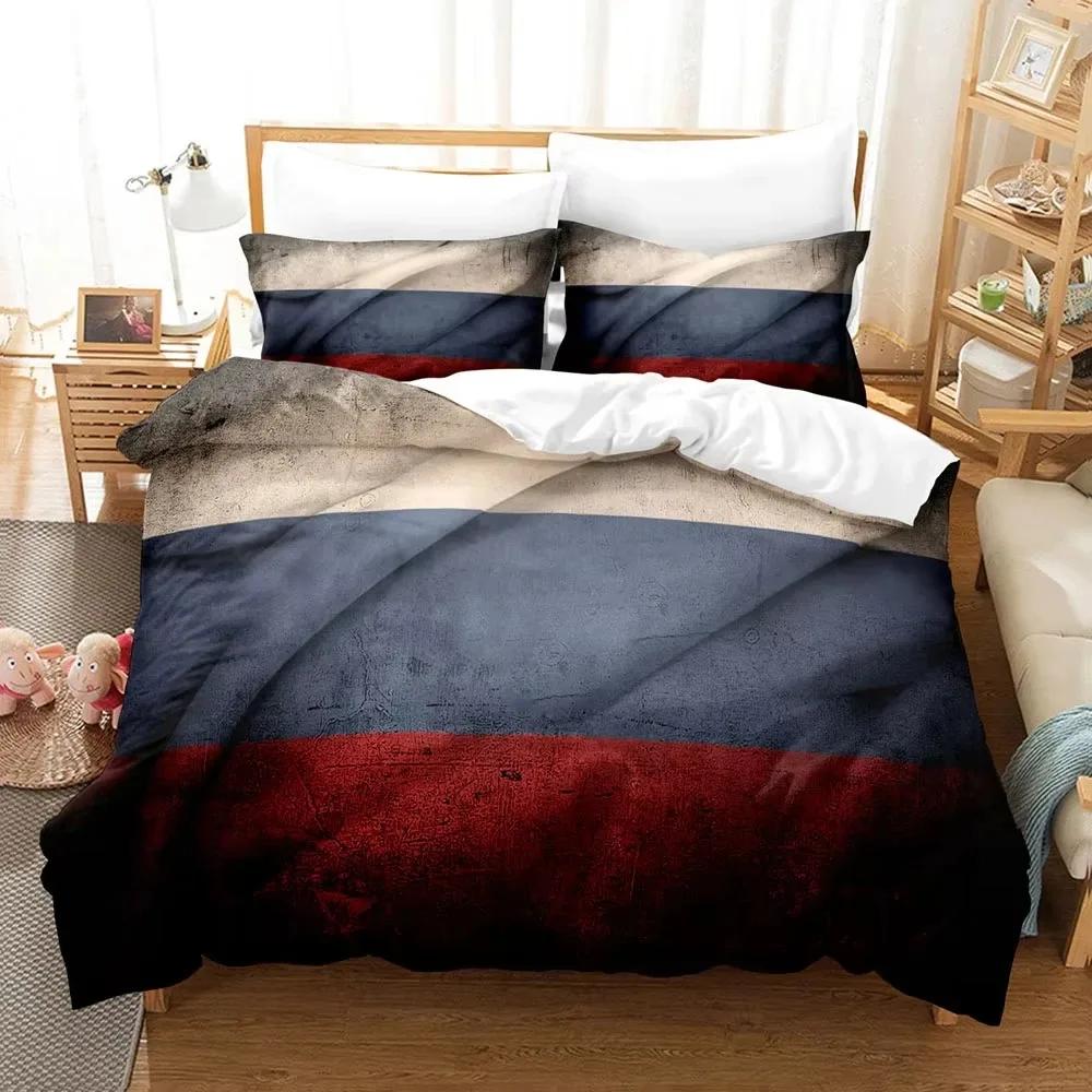New 3D Print Russian Flag Comfortable Duvet Quilt Cover Pillowcase Bedding Set Children Bedroom Decoration Home Textile