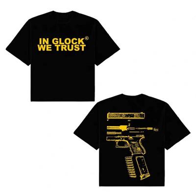 Kixkz Fashion Merk Dames T-shirts IN GLOCK WE TRUST Letter Bedrukt Korte Mouw Oversized Katoenen T-shirt Heren Dames Tops