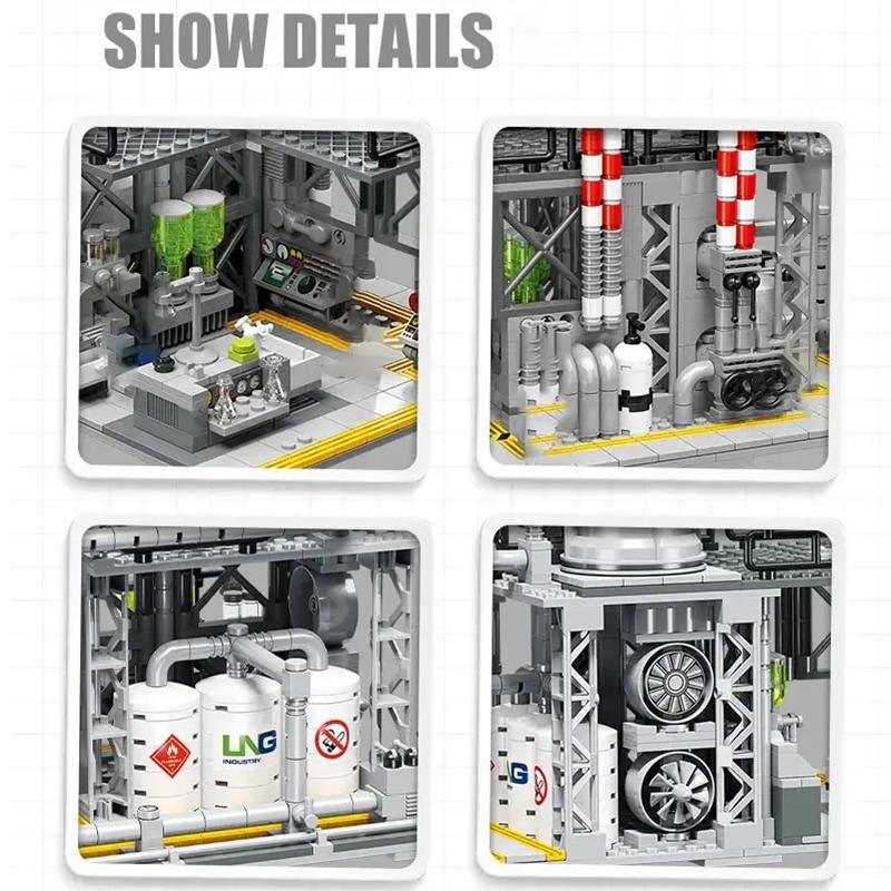 717 Teile Chemiewerk Bausteine Erdgas-Lagerzentrum Labor Transportstation Steine Spielzeug Kinder Feiertagsgeschenke
