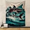 Fierce Shark Waves Mountain Tribal Art Aesthetic Patterned Tapestry for Bedroom and Living Room Home Decor Sofas