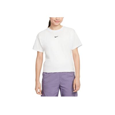 Nike Camiseta Série Essenciais para Esportes Macia Confortável Casual Versátil Manga Curta Tops Infantis Branco FZ5559100