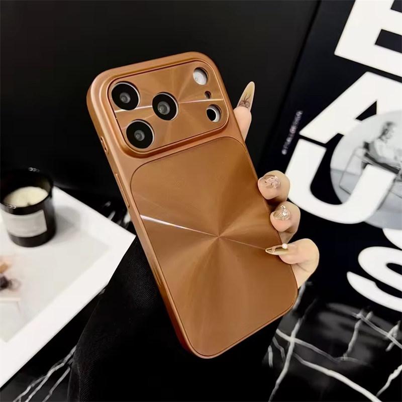

Luxury Laser CD Texture Aurora Phone Case For iPhone 17 Air 16 15 14 13 Pro Max Instantly Turn 17 Large Window Shockproof Cover iPhone 13 коричневий