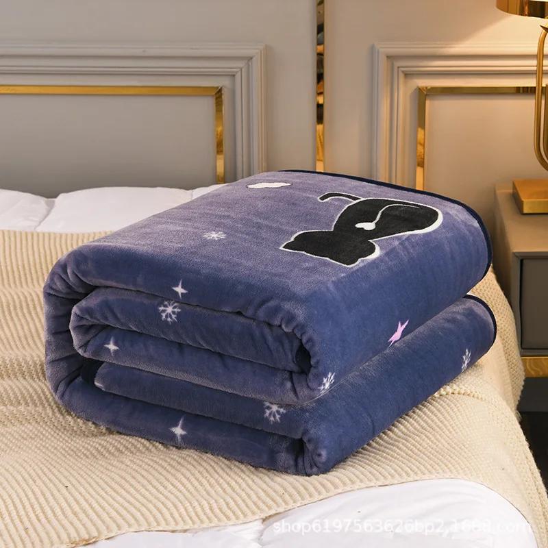 Soft Blanket Warm Coral Fleece Blankets Floral Cartoon Plaid Winter Sheet Bedspread Sofa Throw Mechanical Wash Leisure Covering