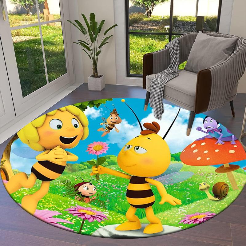 Tappeto Rotondo Api e Maya, Tappeto per Soggiorno Camera da Letto Divano Sala Giochi Decorazione, Tappetino Antiscivolo 34