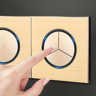 86 Type 1 2 3 4 Gang 12way Aluminum Alloy Panel LED Indicator Light Switch,EU France UK Universal Luxury Wall Double Socket Plug