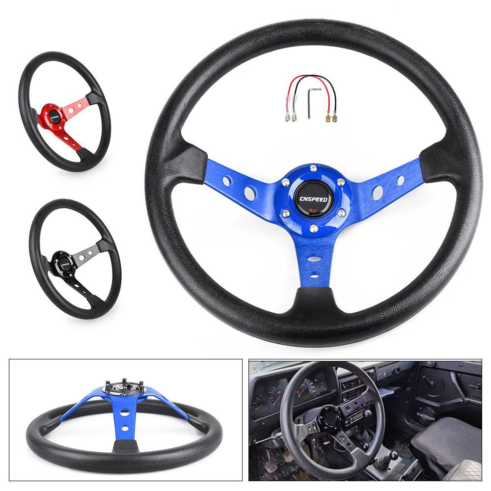 Deep Dish Corn Universal Racing PU Leather Steering Wheel 350mm 14inch Aluminum Alloy Auto Sport Drifting Steering Wheels 92mm